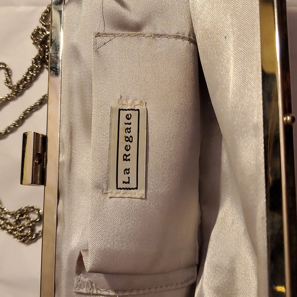 La Regale Silver Crossbody Chain Evening Clutch Bag Disco Vintage